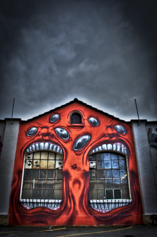Rolling Rock Monster House Graffiti Mural Aarau